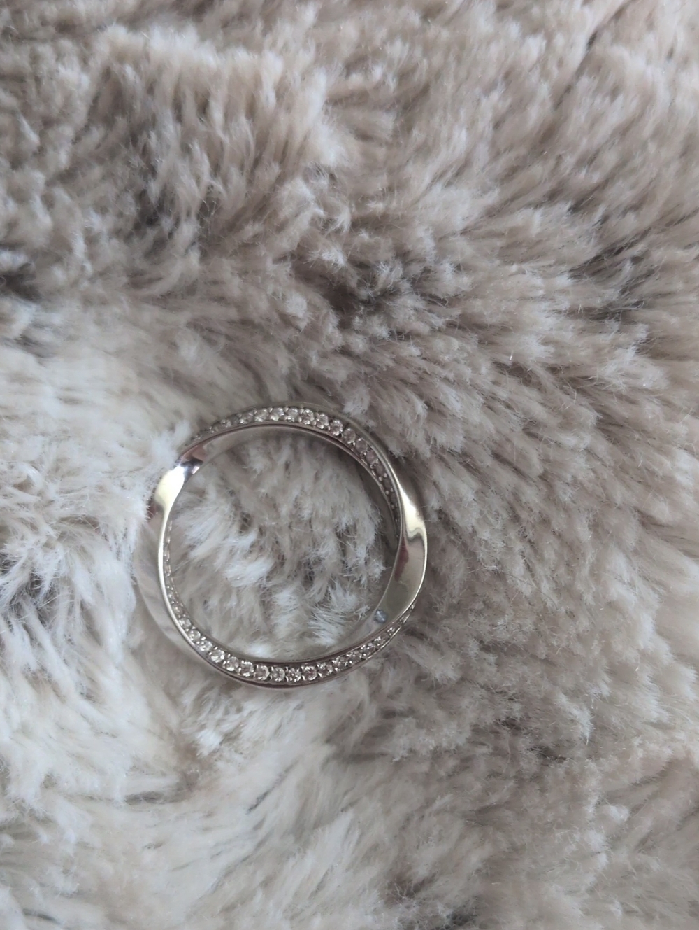 Crystal-Trim Silver Tone Women’s Fashion Ring